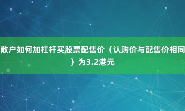 散户如何加杠杆买股票配售价（认购价与配售价相同）为3.2港元