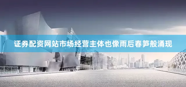 证券配资网站市场经营主体也像雨后春笋般涌现